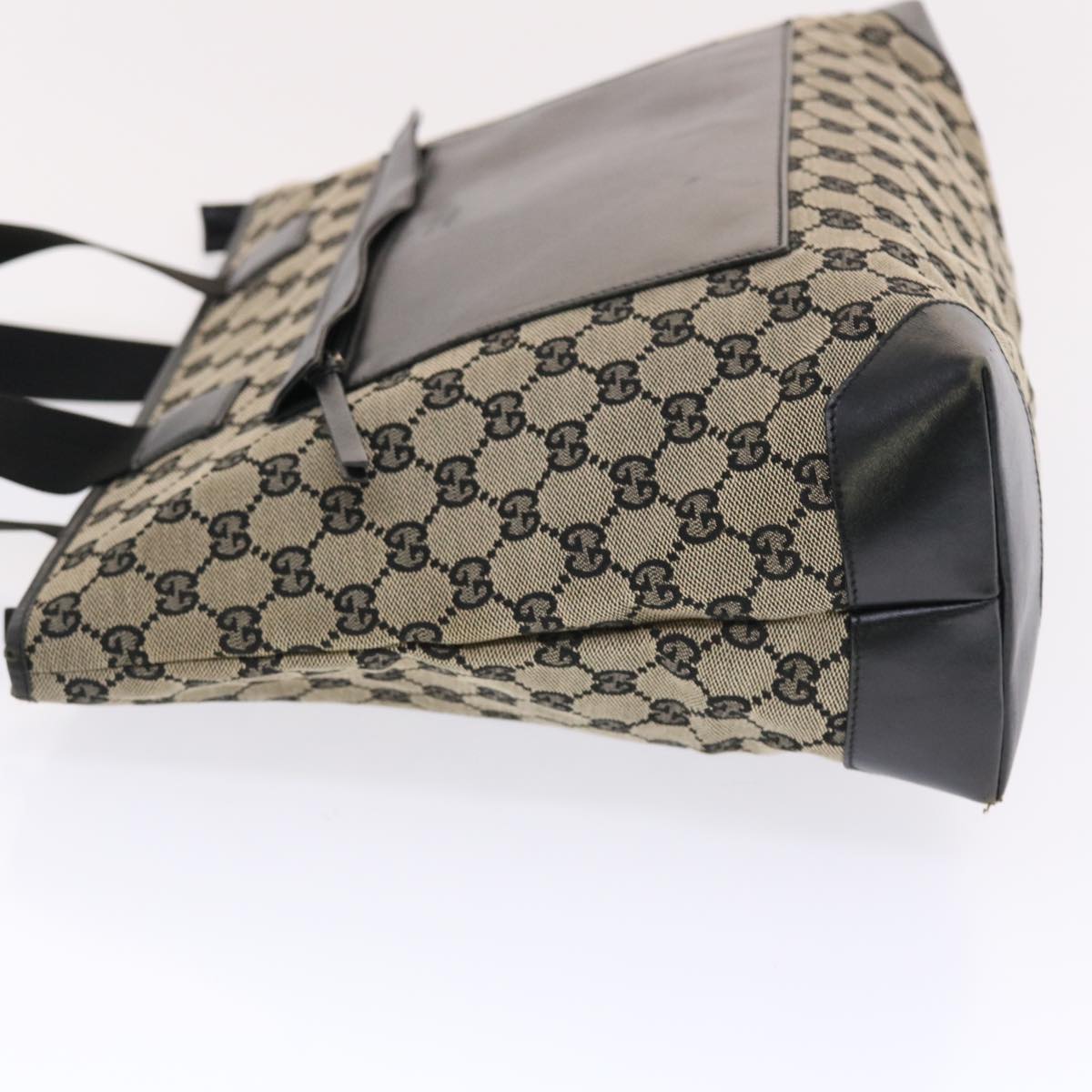 GUCCI GG Canvas Tote Bag Beige Black 50174