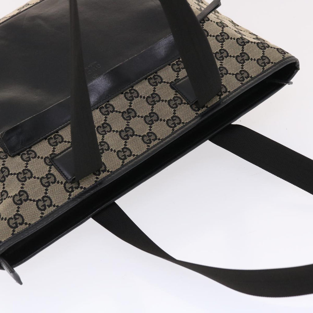 GUCCI GG Canvas Tote Bag Beige Black 50174