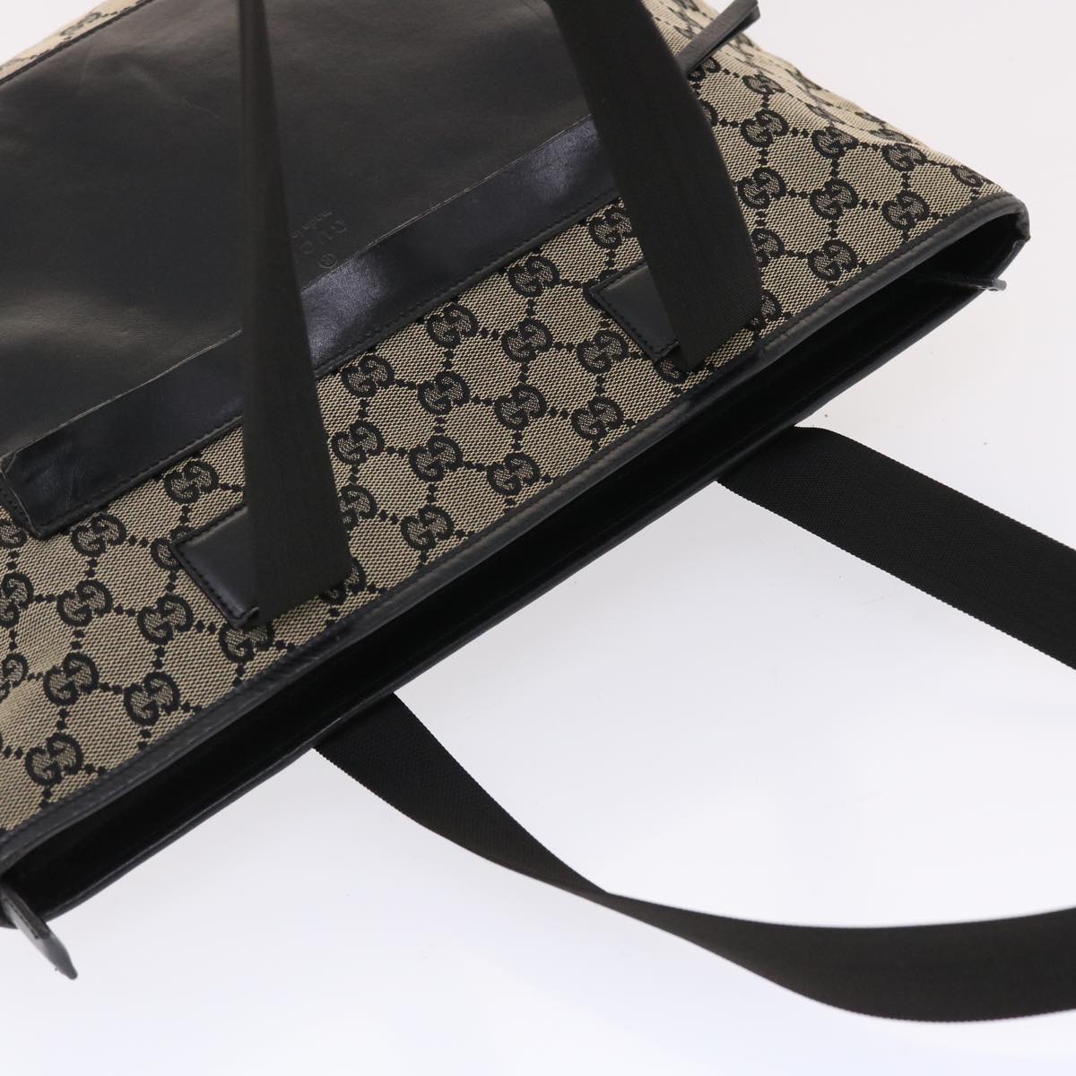 GUCCI GG Canvas Tote Bag Beige Black 50174