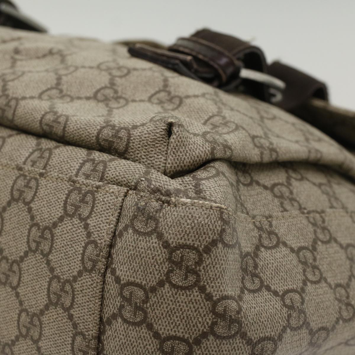 GUCCI GG Canvas Tote Bag PVC Leather Beige Brown 50178