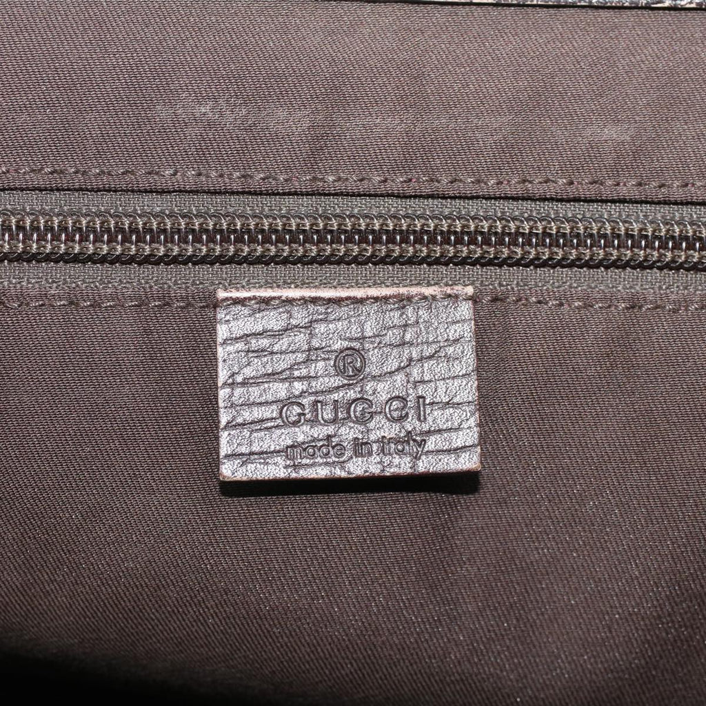 GUCCI GG Canvas Tote Bag PVC Leather Beige Brown 50178