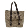GUCCI GG Canvas Tote Bag PVC Leather Beige Brown 50178