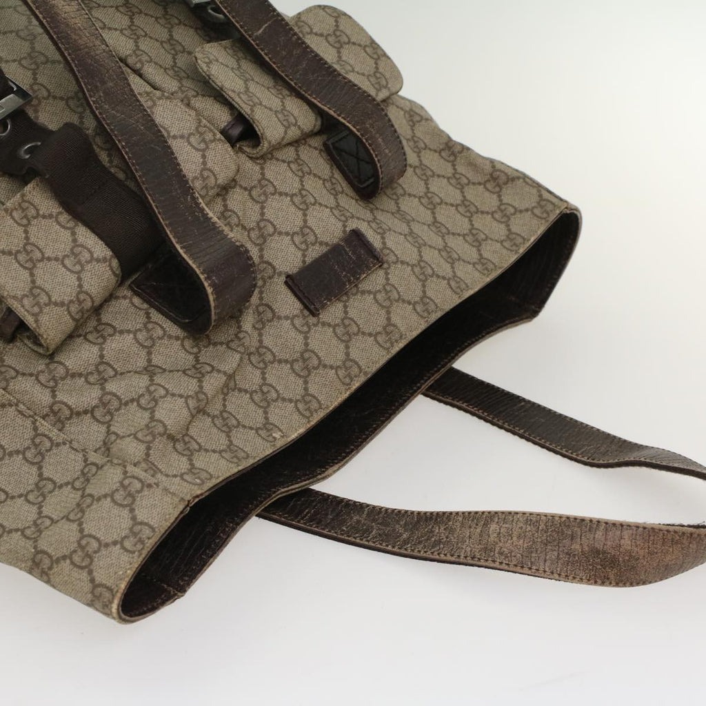 GUCCI GG Canvas Tote Bag PVC Leather Beige Brown 50178