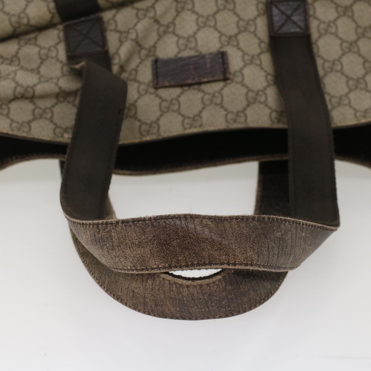 GUCCI GG Canvas Tote Bag PVC Leather Beige Brown 50178