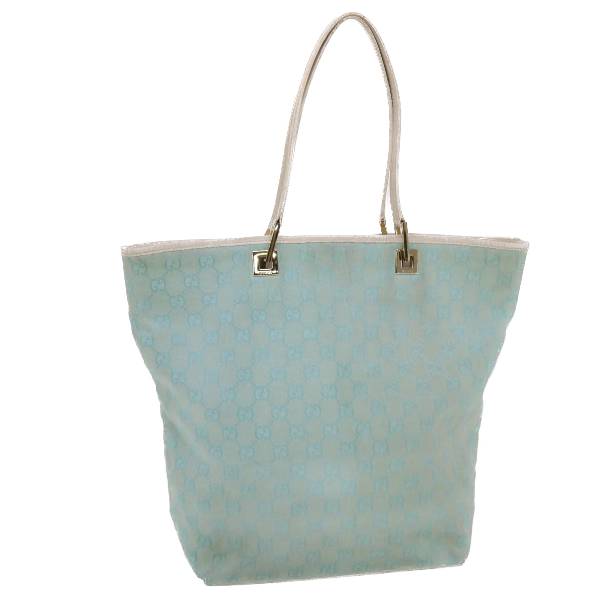 GUCCI GG Canvas Tote Bag Light Blue White 50181