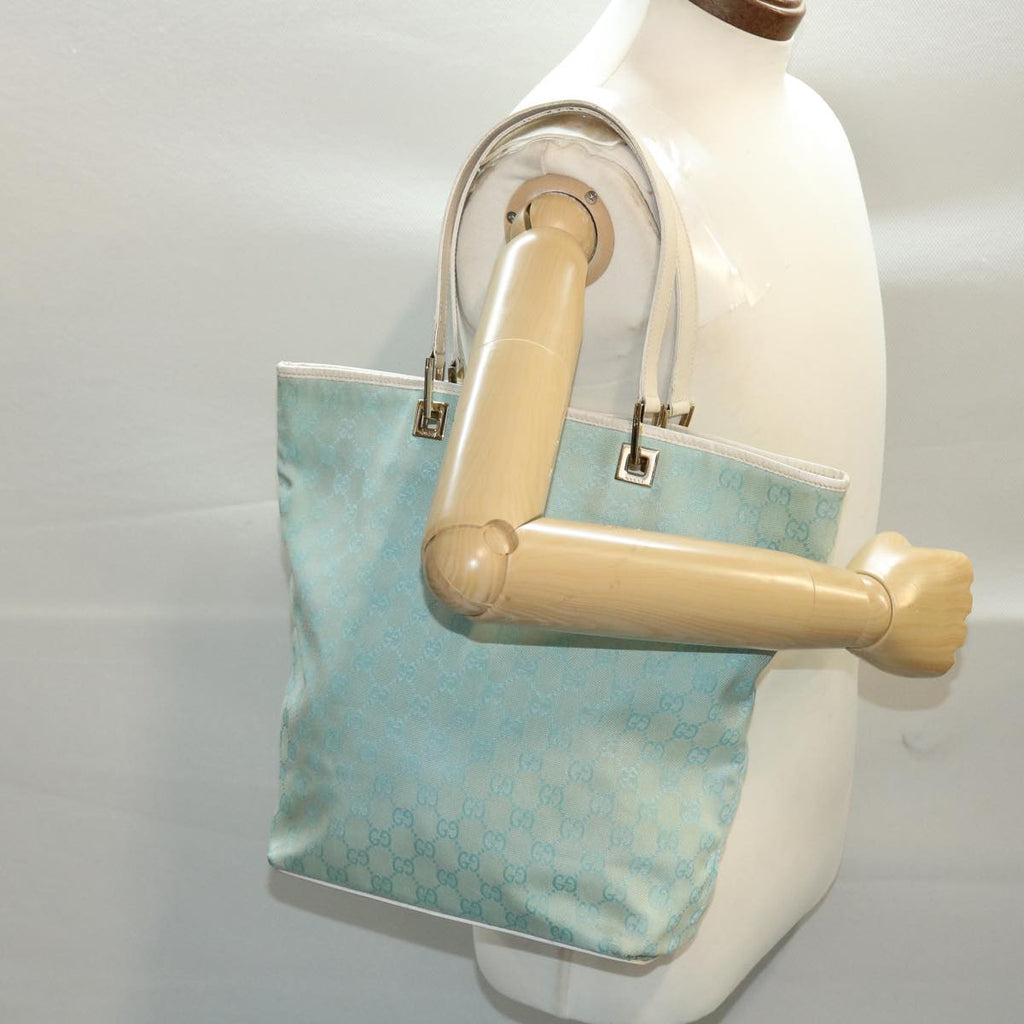 GUCCI GG Canvas Tote Bag Light Blue White 50181