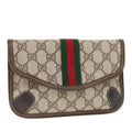 GUCCI GG Canvas Web Sherry Line Pouch PVC Leather Beige Red Green 50223