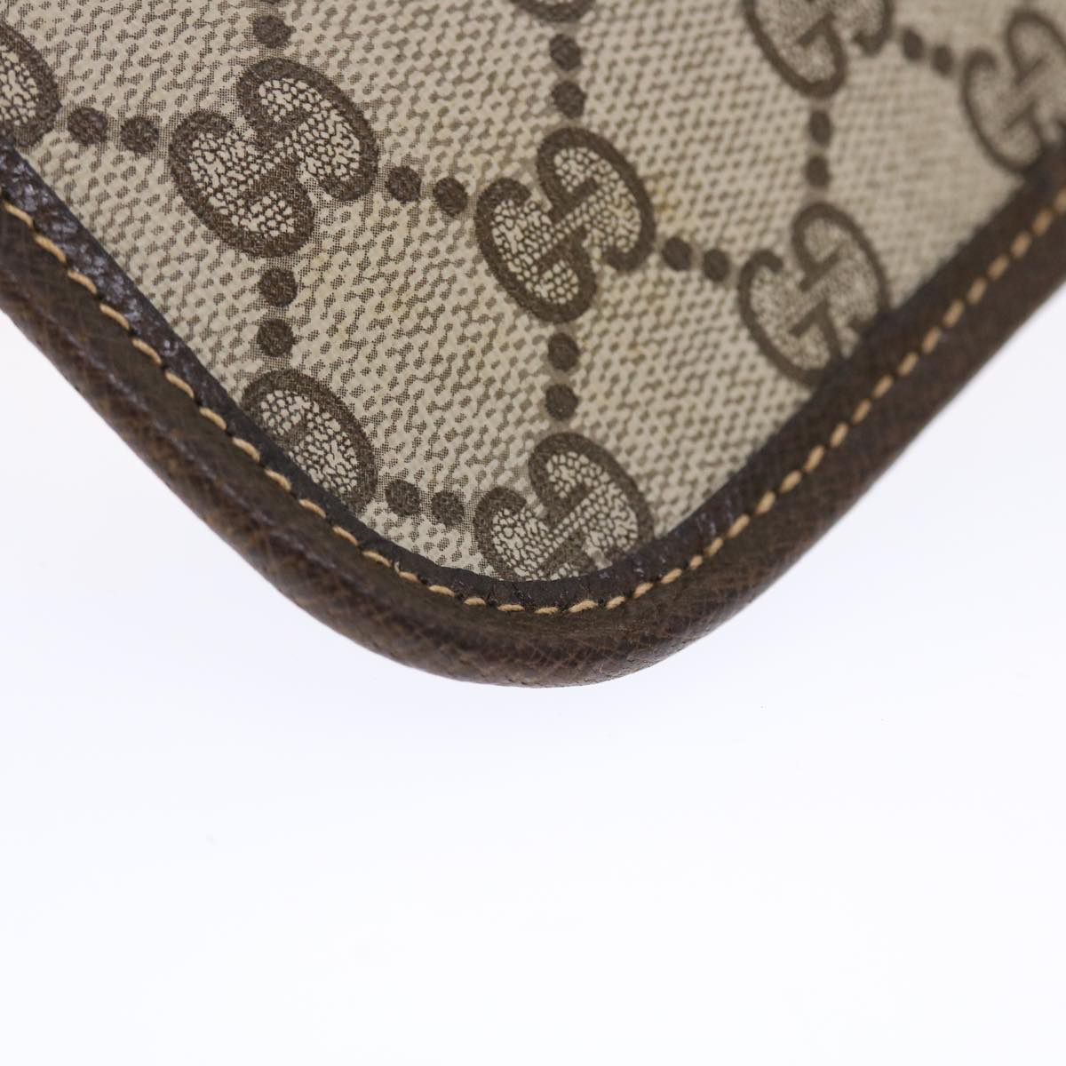 GUCCI GG Canvas Web Sherry Line Pouch PVC Leather Beige Red Green 50223