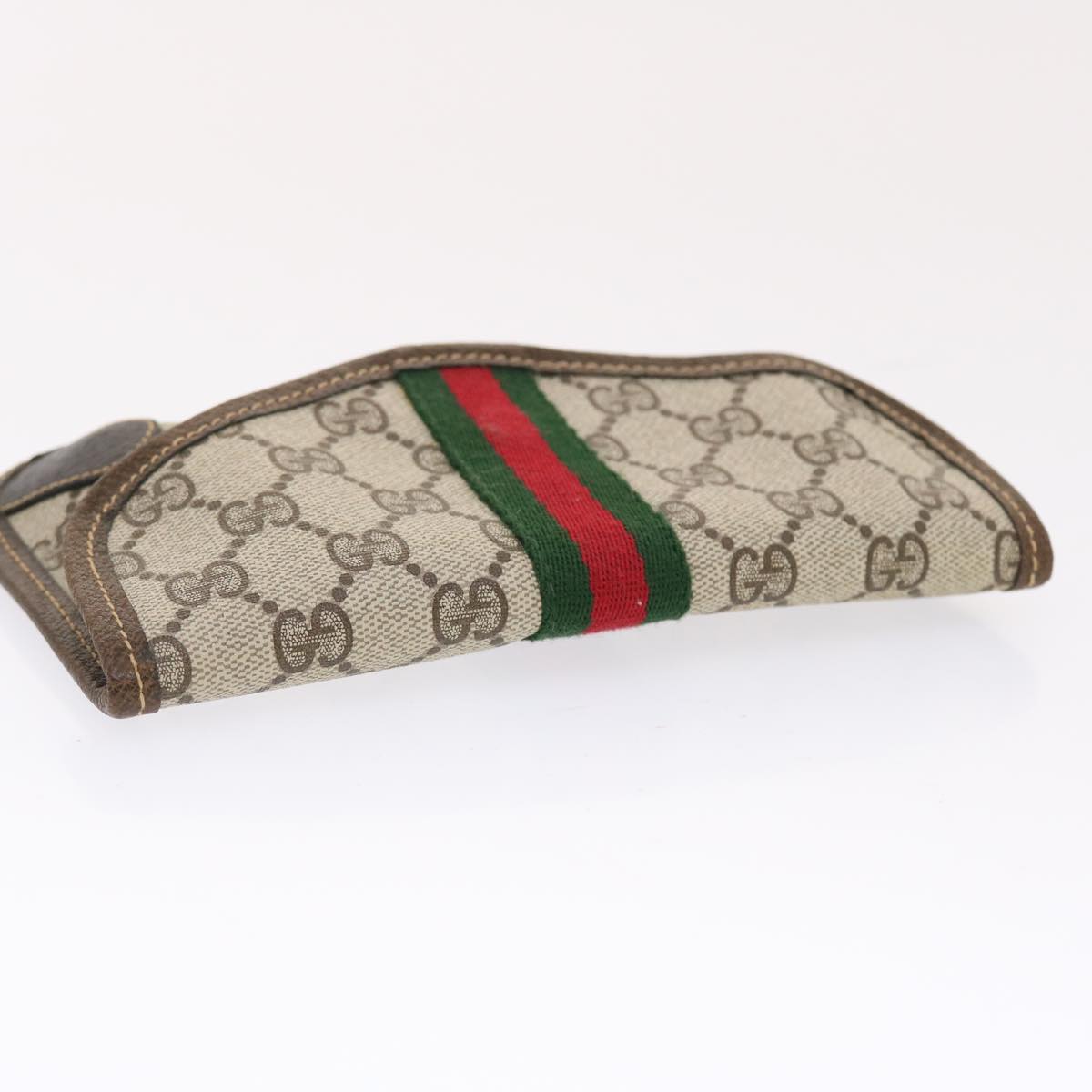 GUCCI GG Canvas Web Sherry Line Pouch PVC Leather Beige Red Green 50223