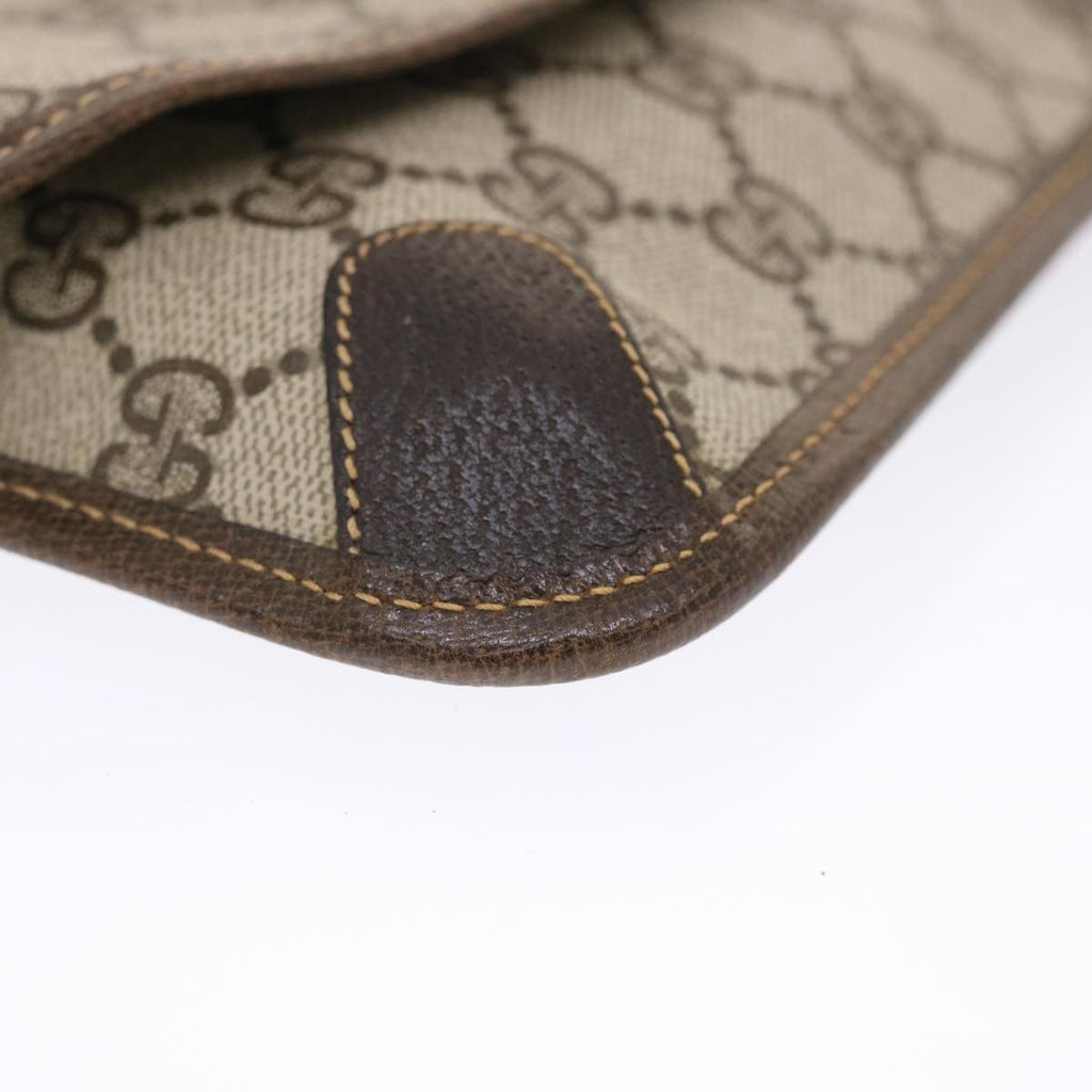 GUCCI GG Canvas Web Sherry Line Pouch PVC Leather Beige Red Green 50223
