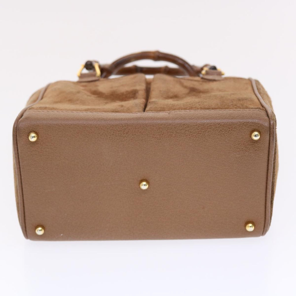 GUCCI Bamboo Hand Bag Suede 2way Brown 50264