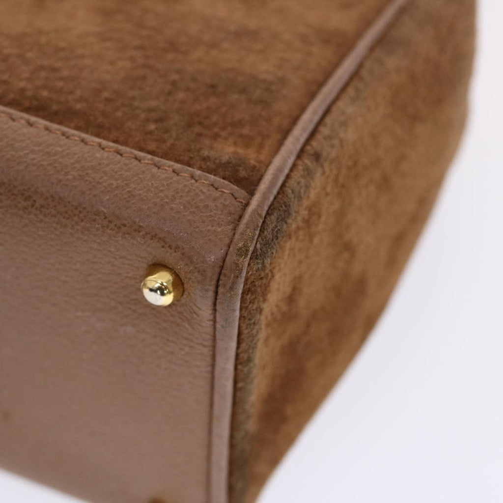 GUCCI Bamboo Hand Bag Suede 2way Brown 50264