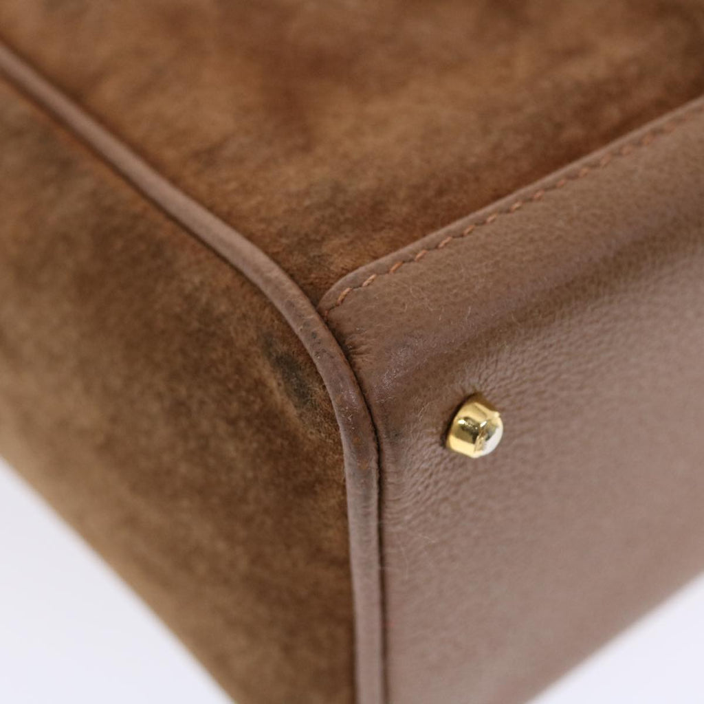 GUCCI Bamboo Hand Bag Suede 2way Brown 50264