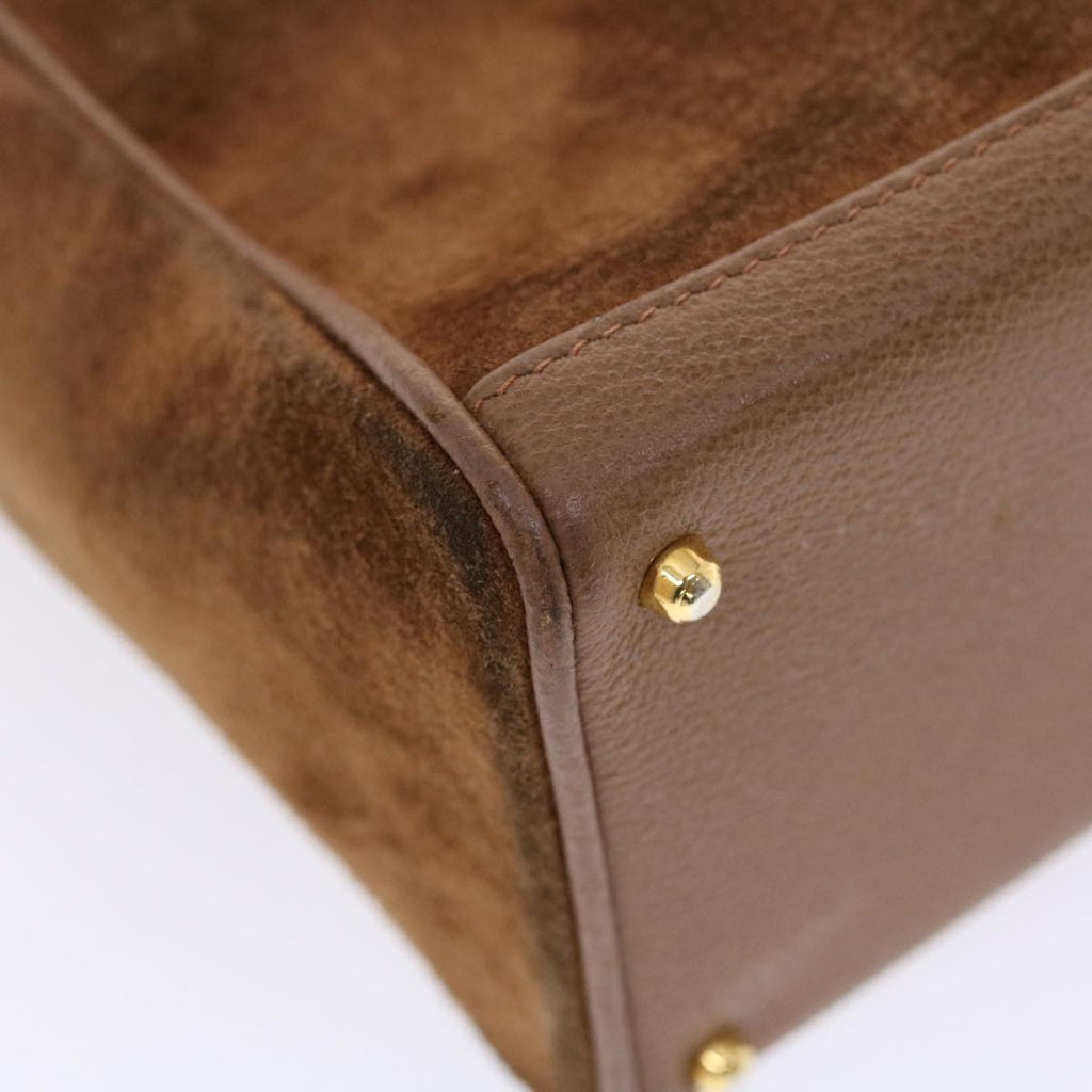 GUCCI Bamboo Hand Bag Suede 2way Brown 50264