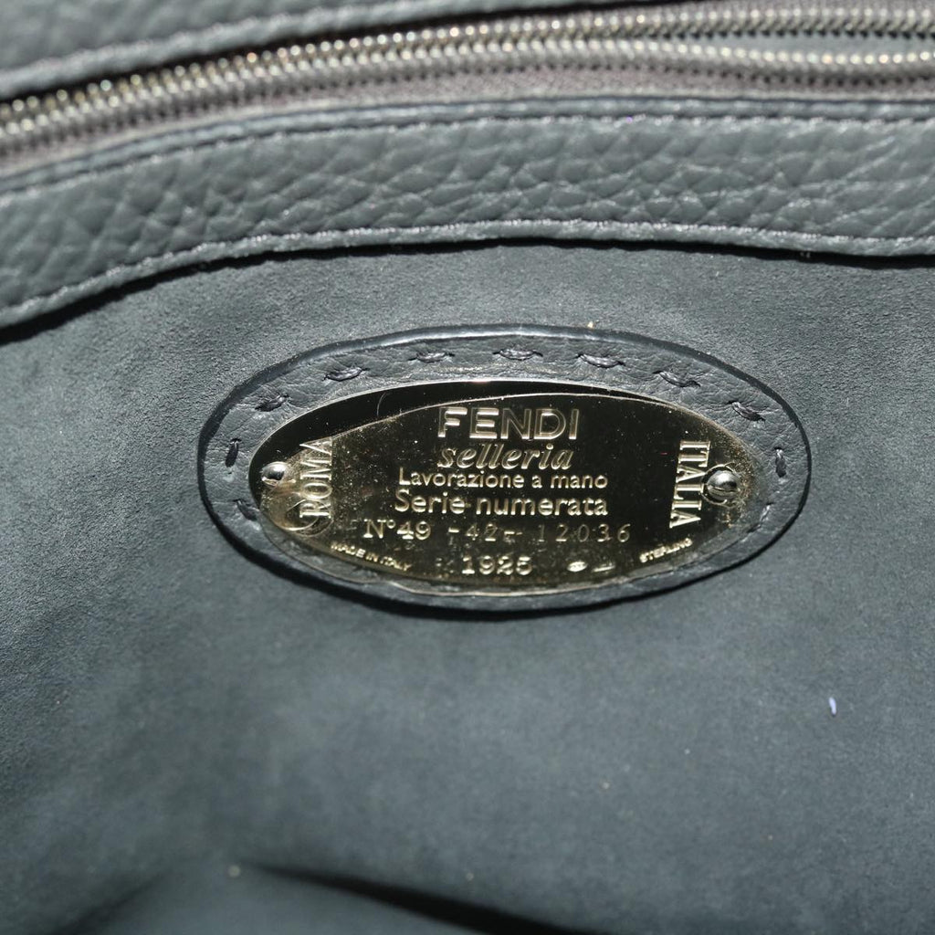 FENDI Selleria Anna Small Hand Bag Leather 2way Gray 8BT218 50266