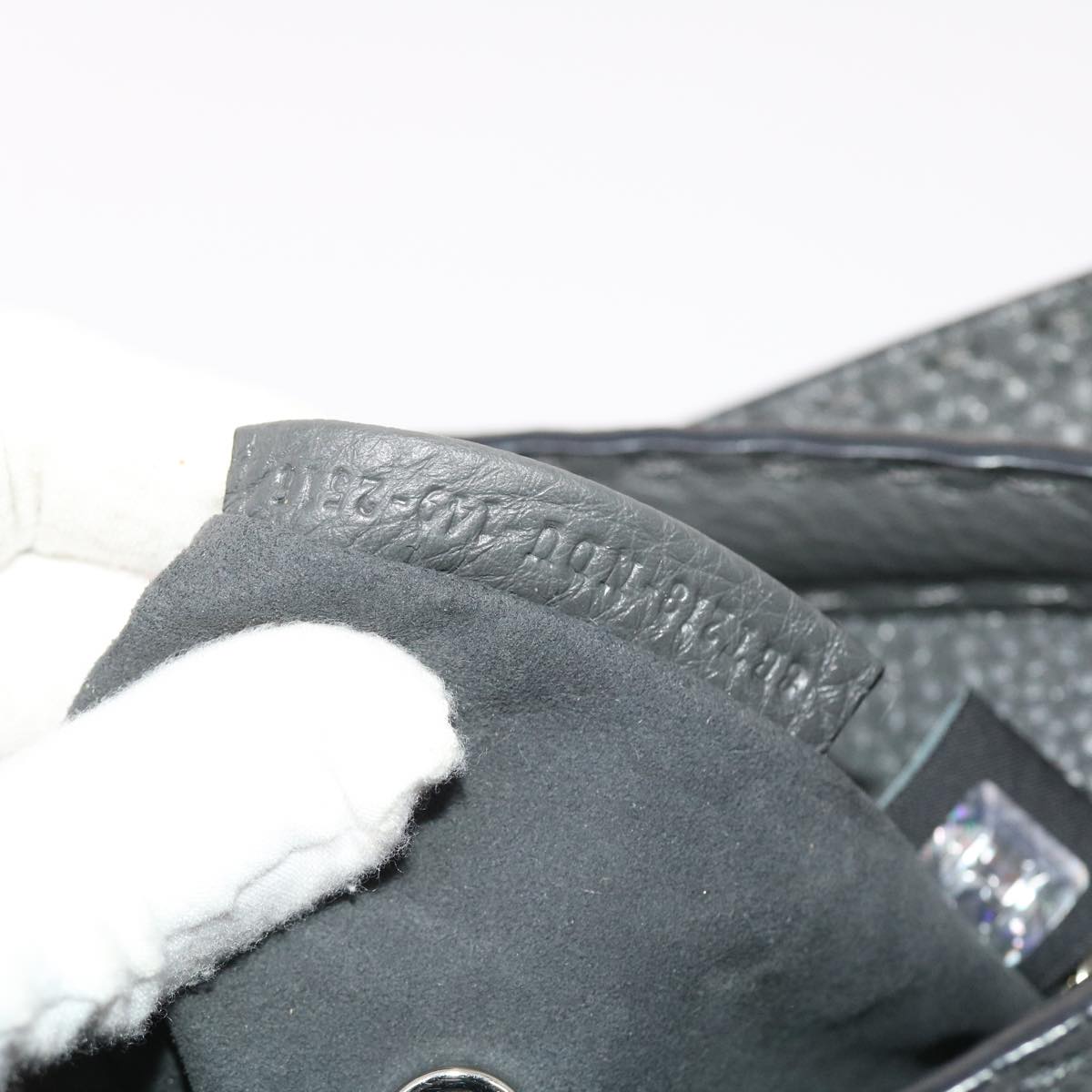 FENDI Selleria Anna Small Hand Bag Leather 2way Gray 8BT218 50266
