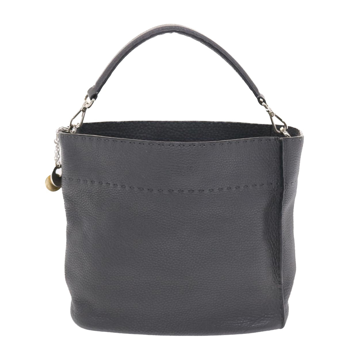 FENDI Selleria Anna Small Hand Bag Leather 2way Gray 8BT218 50266