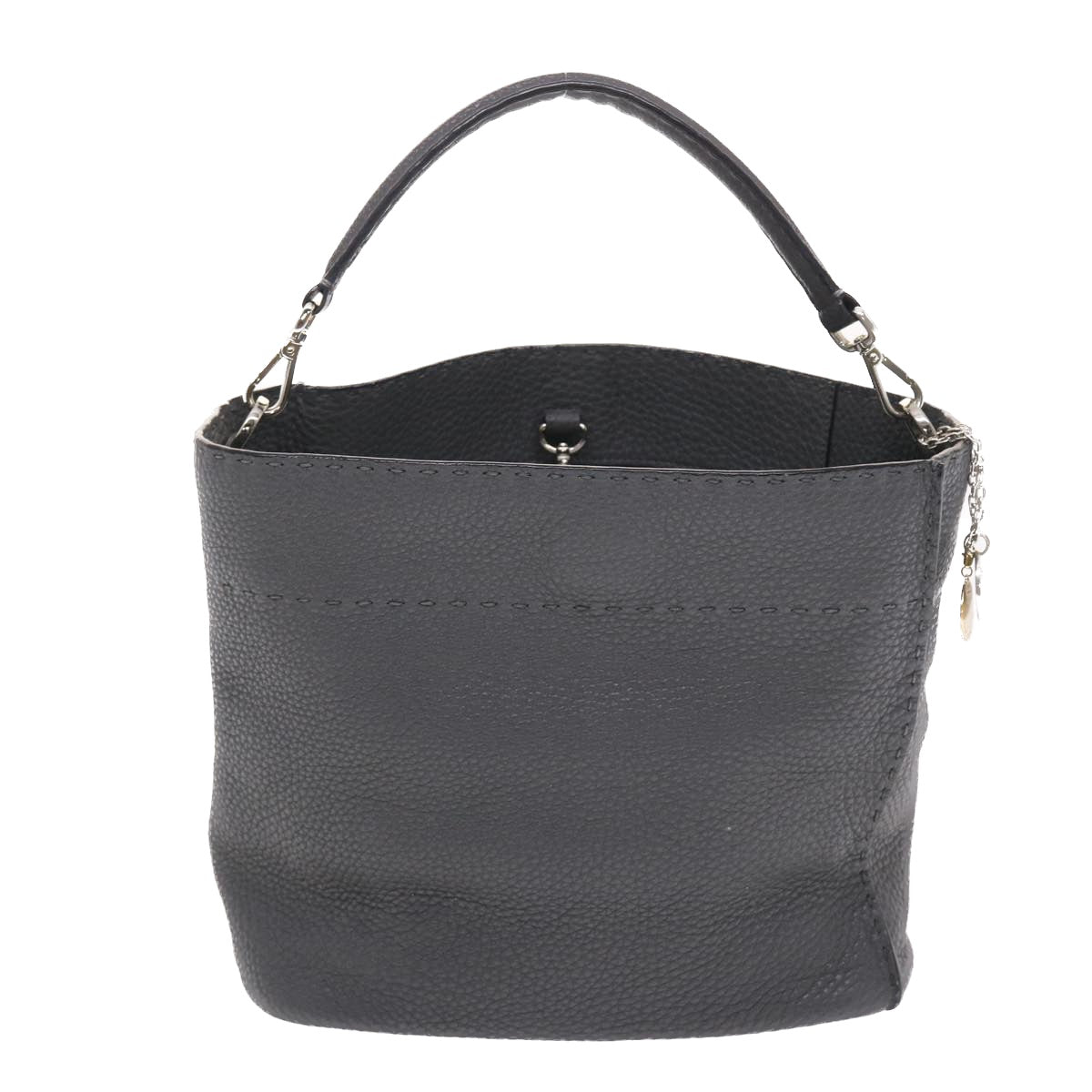 FENDI Selleria Anna Small Hand Bag Leather 2way Gray 8BT218 50266