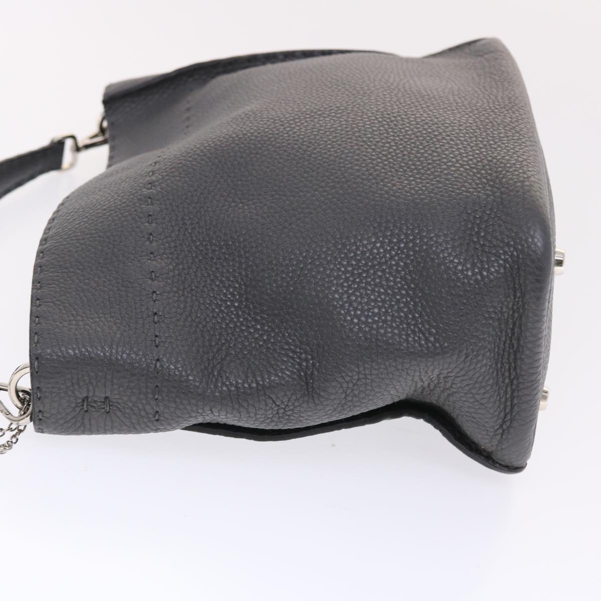 FENDI Selleria Anna Small Hand Bag Leather 2way Gray 8BT218 50266