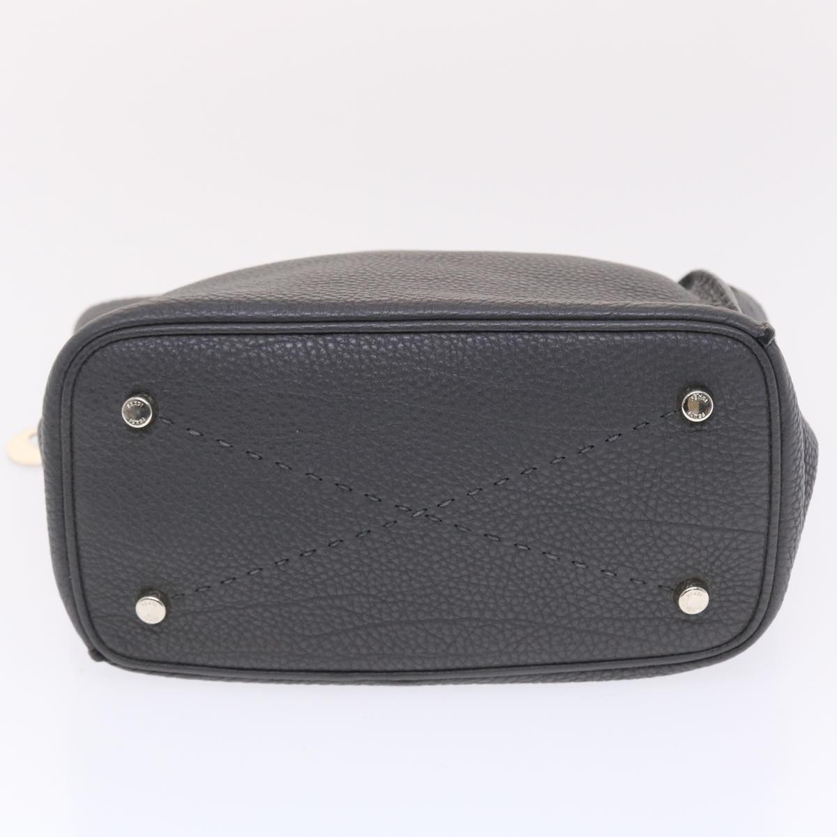 FENDI Selleria Anna Small Hand Bag Leather 2way Gray 8BT218 50266