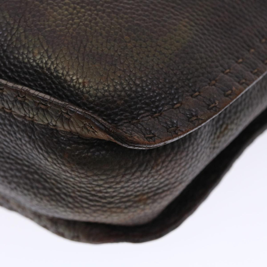 FENDI Celeria Shoulder Bag Leather 2way Dark Brown 8BR582 50271