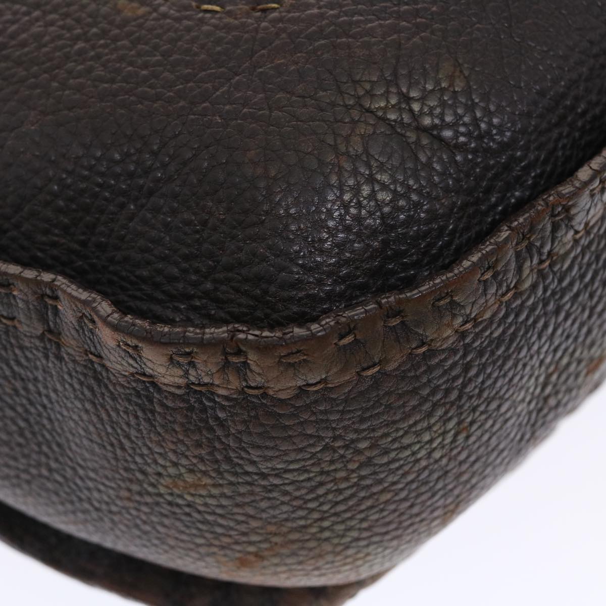 FENDI Celeria Shoulder Bag Leather 2way Dark Brown 8BR582 50271