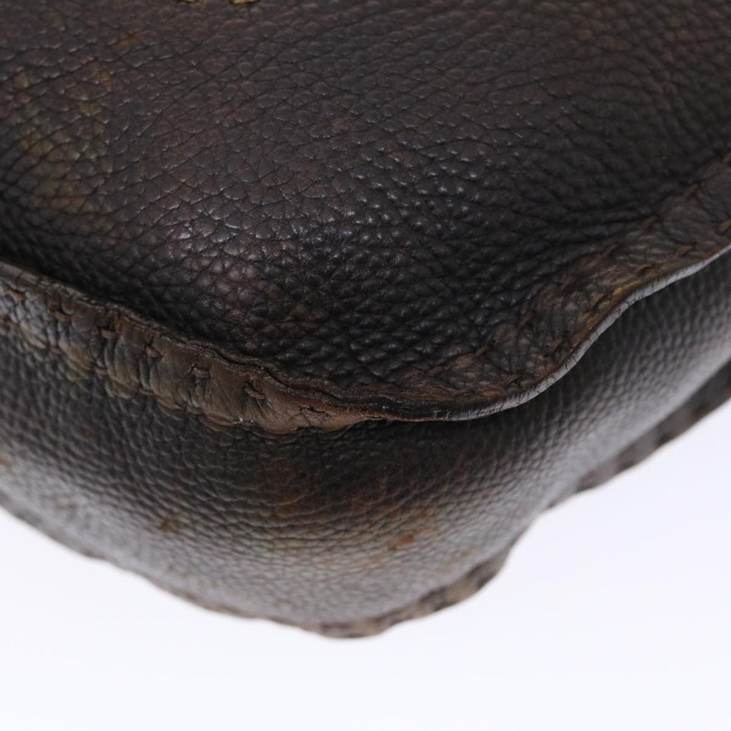 FENDI Celeria Shoulder Bag Leather 2way Dark Brown 8BR582 50271
