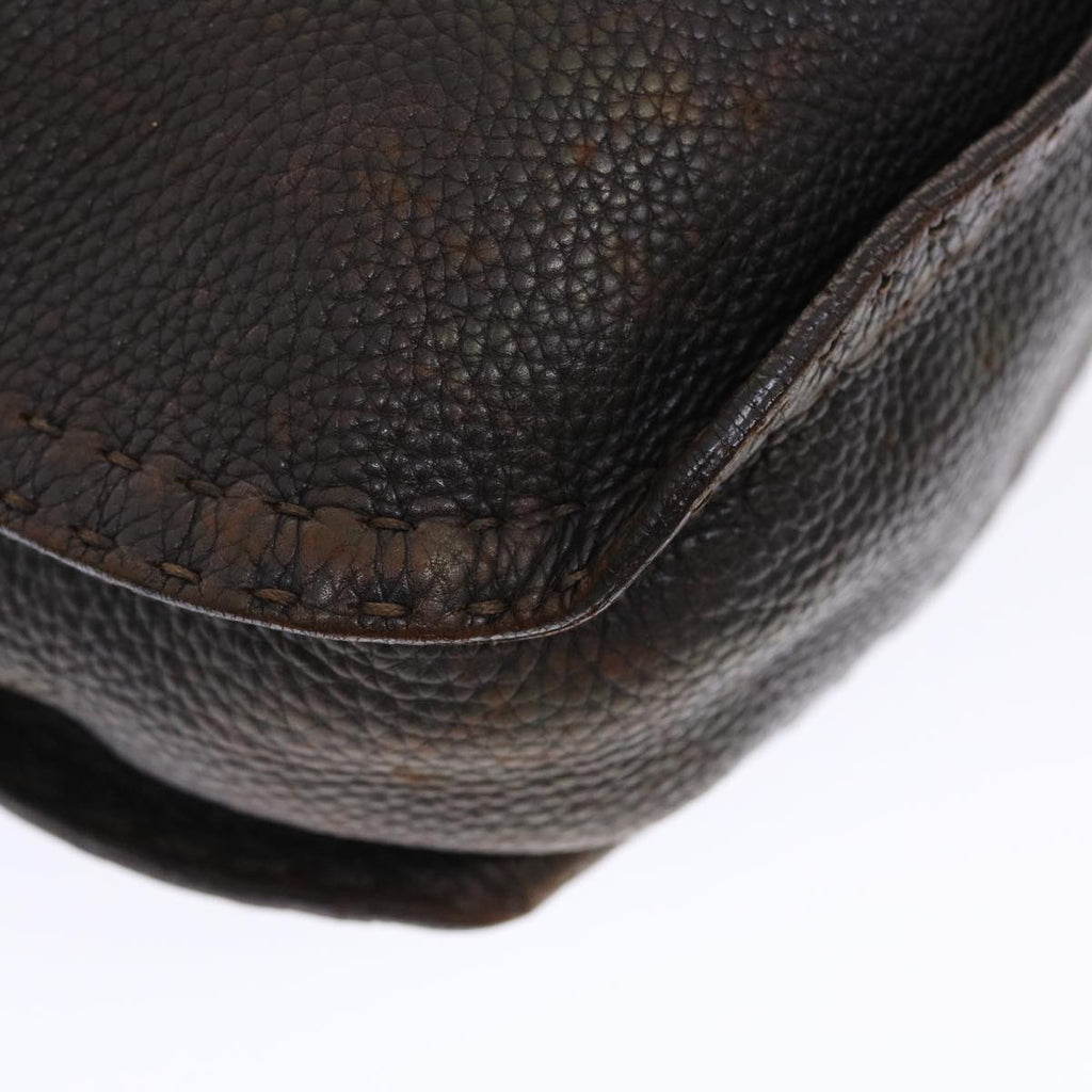FENDI Celeria Shoulder Bag Leather 2way Dark Brown 8BR582 50271