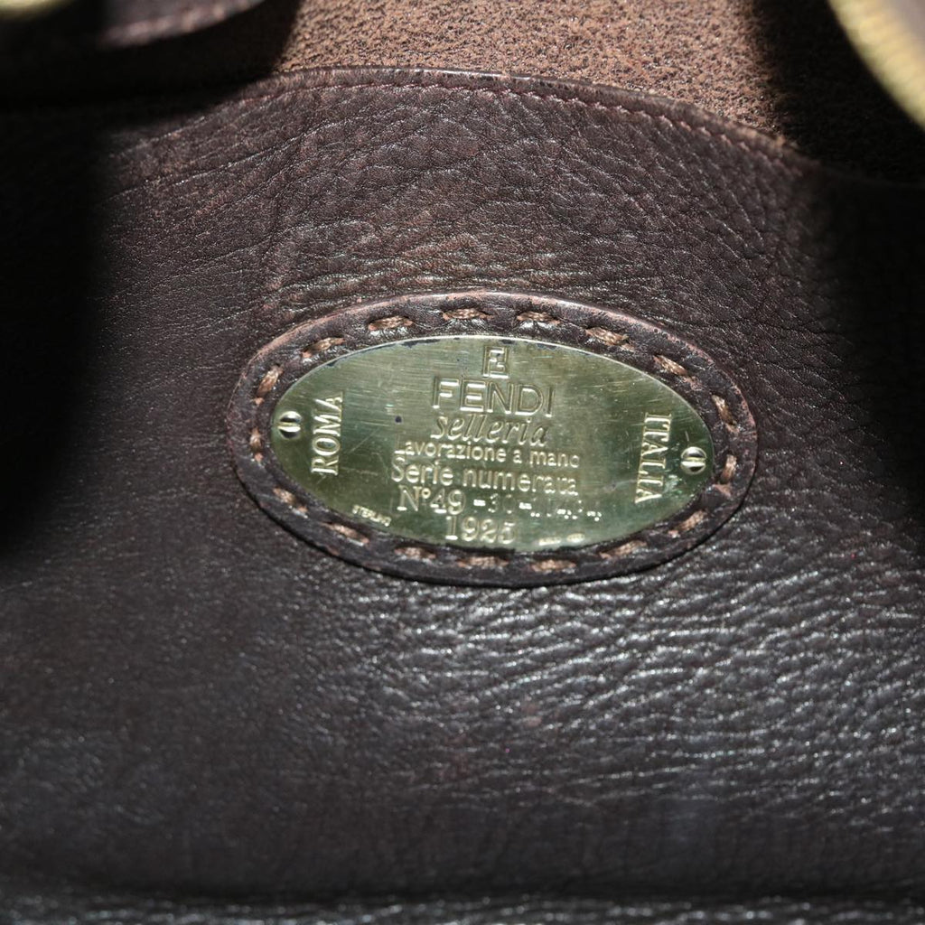 FENDI Celeria Shoulder Bag Leather 2way Dark Brown 8BR582 50271