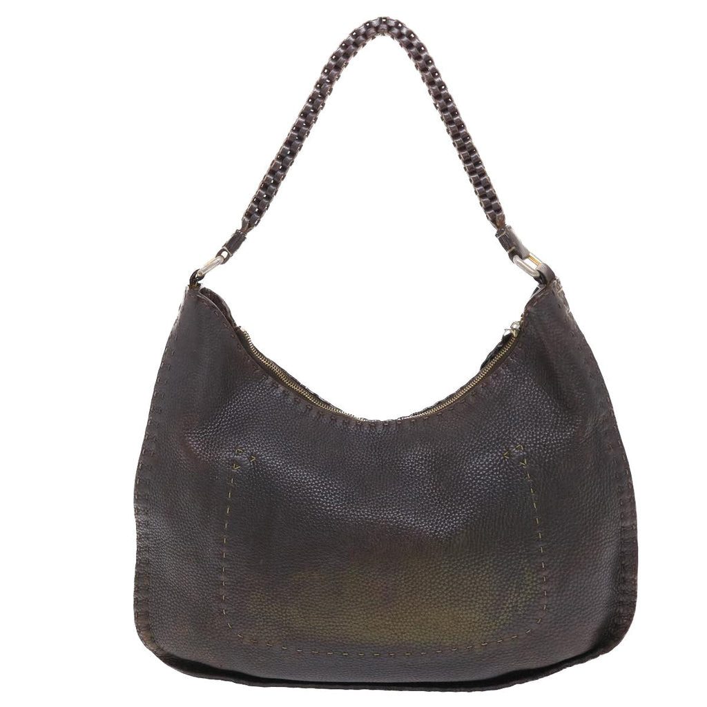 FENDI Celeria Shoulder Bag Leather 2way Dark Brown 8BR582 50271