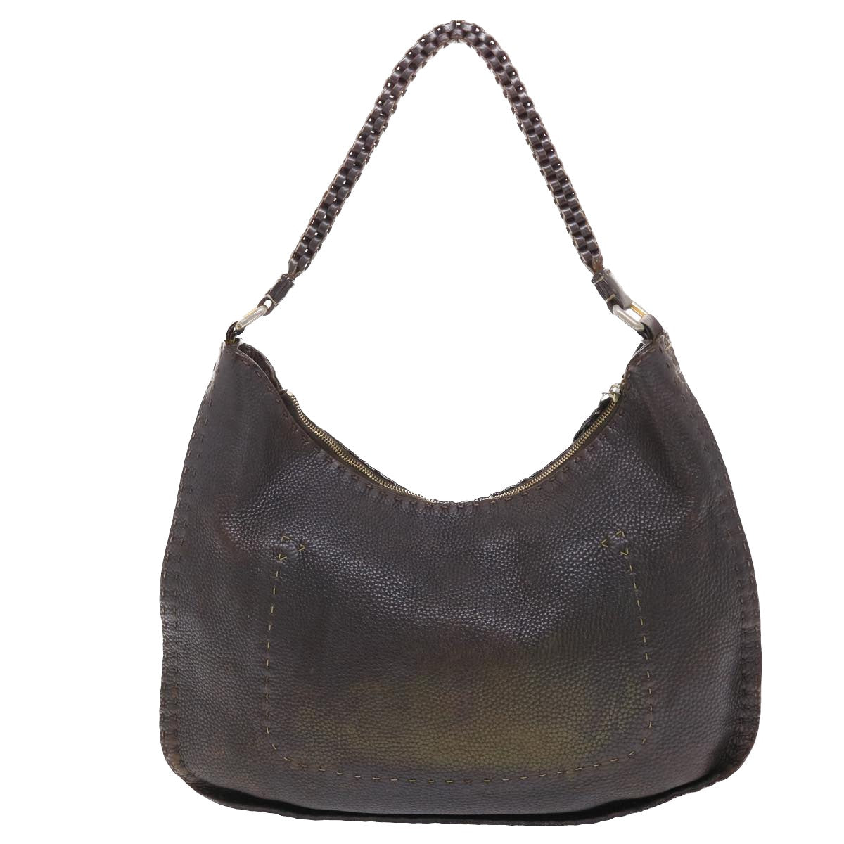FENDI Celeria Shoulder Bag Leather 2way Dark Brown 8BR582 50271