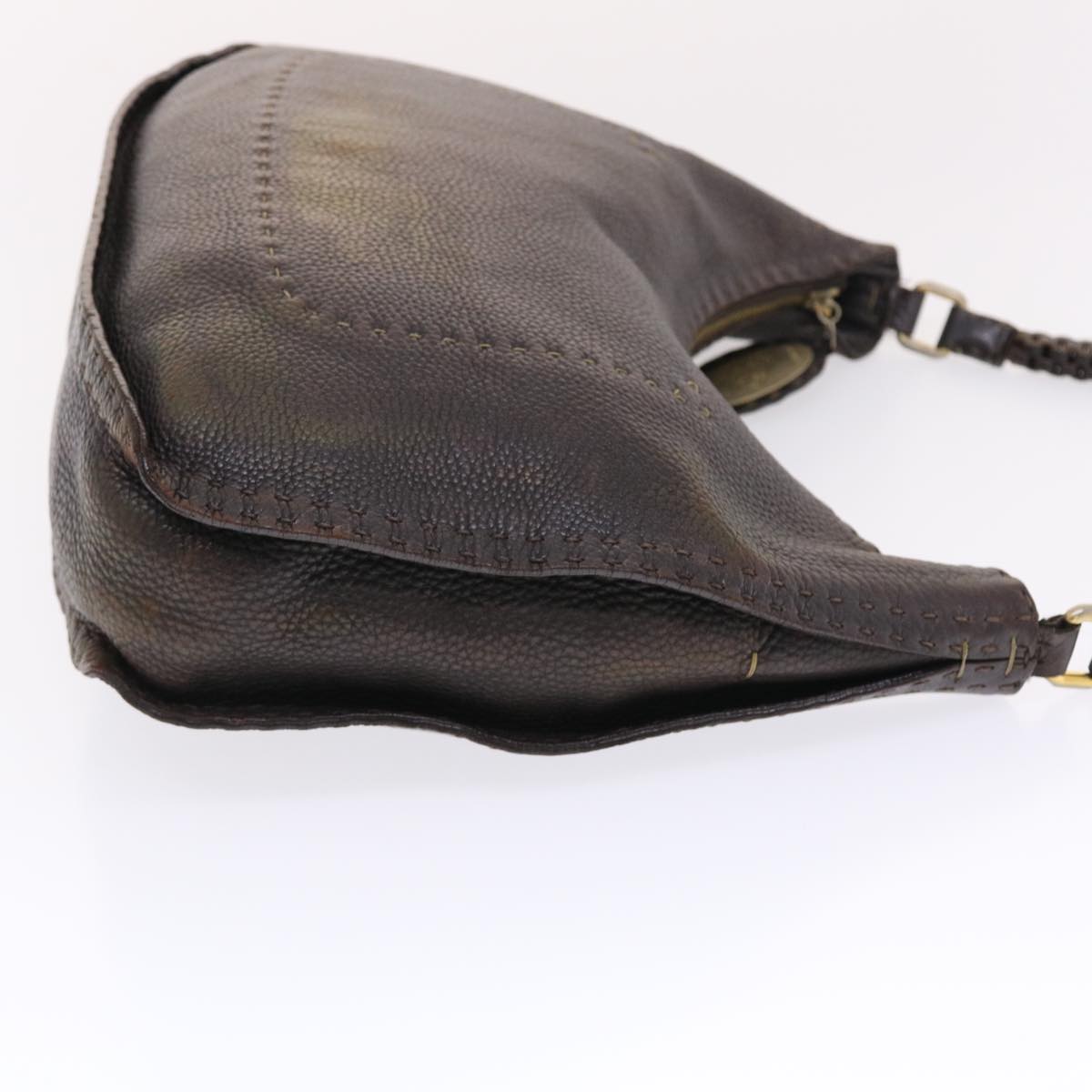 FENDI Celeria Shoulder Bag Leather 2way Dark Brown 8BR582 50271