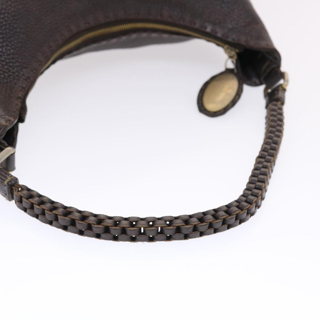 FENDI Celeria Shoulder Bag Leather 2way Dark Brown 8BR582 50271