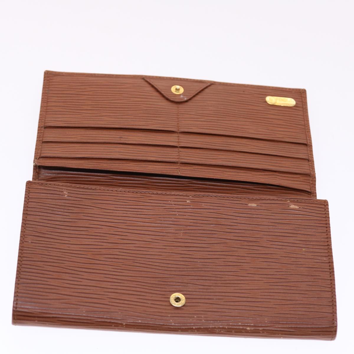 FENDI Long Wallet Leather Brown 50286
