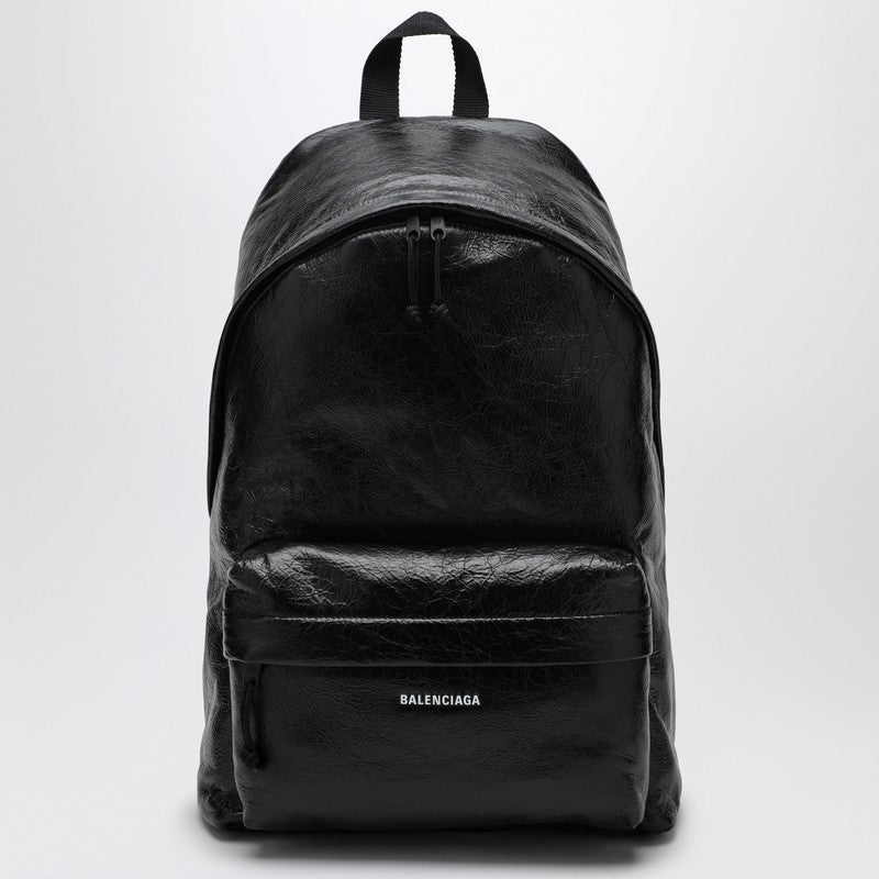 Balenciaga Black Leather Explorer Backpack Men