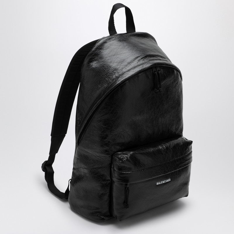 Balenciaga Black Leather Explorer Backpack Men