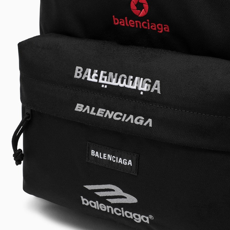 Balenciaga Black Recycled Nylon Explorer Backpack With Logos Women