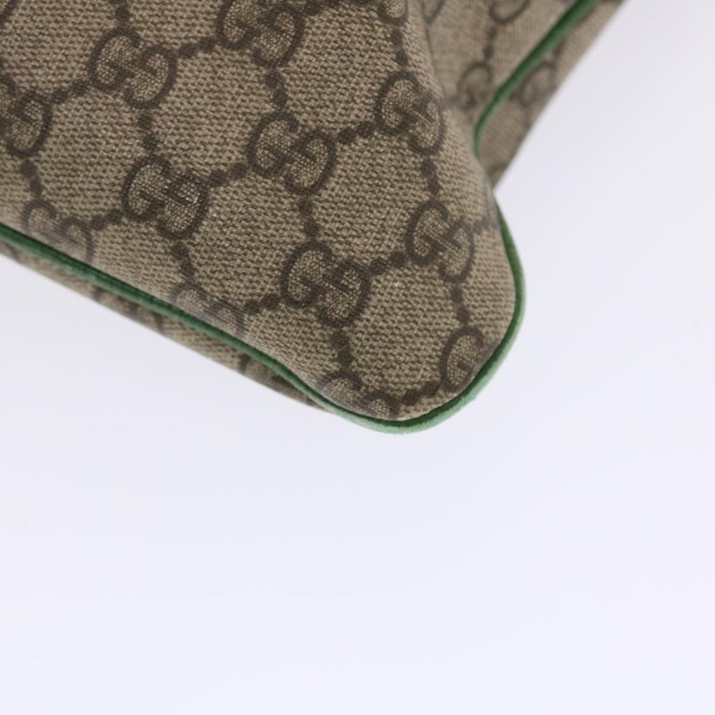 GUCCI GG Canvas Tote Bag PVC Leather Beige Green 50413