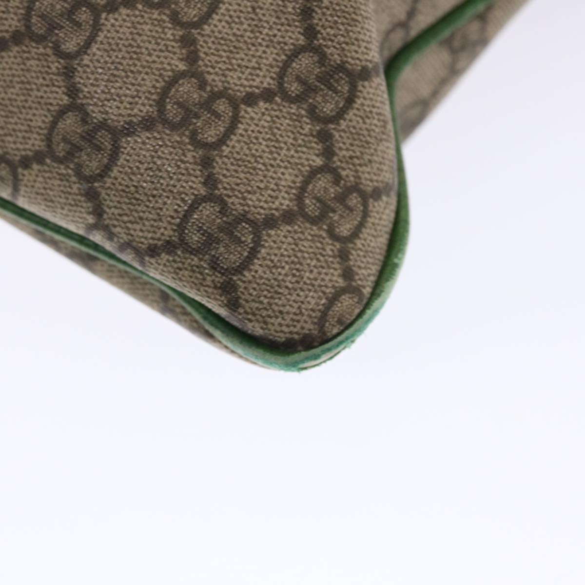 GUCCI GG Canvas Tote Bag PVC Leather Beige Green 50413
