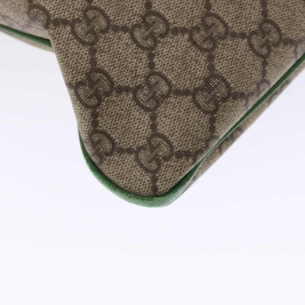 GUCCI GG Canvas Tote Bag PVC Leather Beige Green 50413