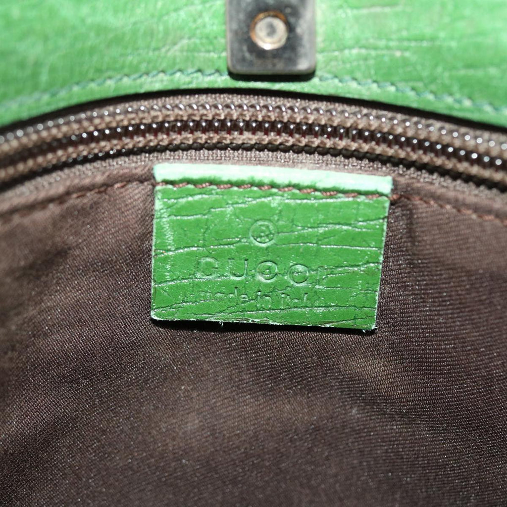 GUCCI GG Canvas Tote Bag PVC Leather Beige Green 50413