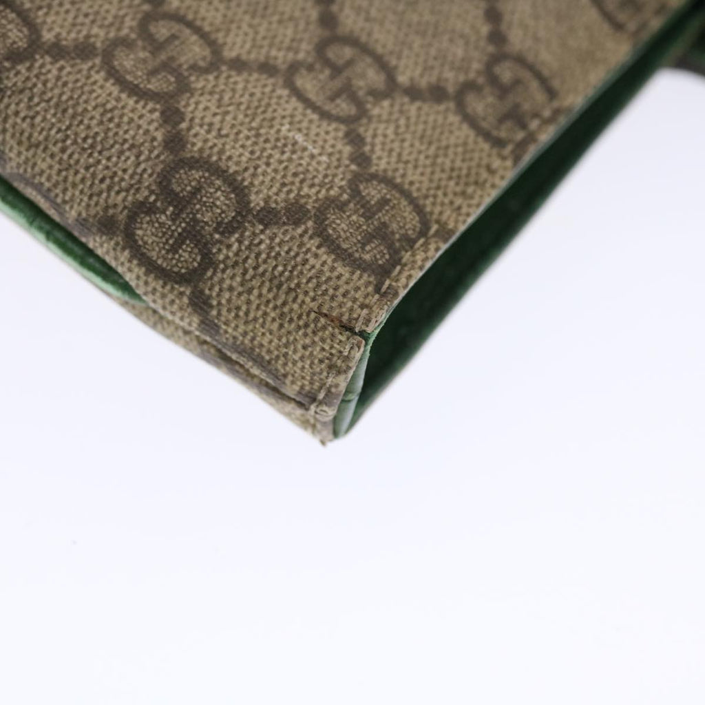 GUCCI GG Canvas Tote Bag PVC Leather Beige Green 50413