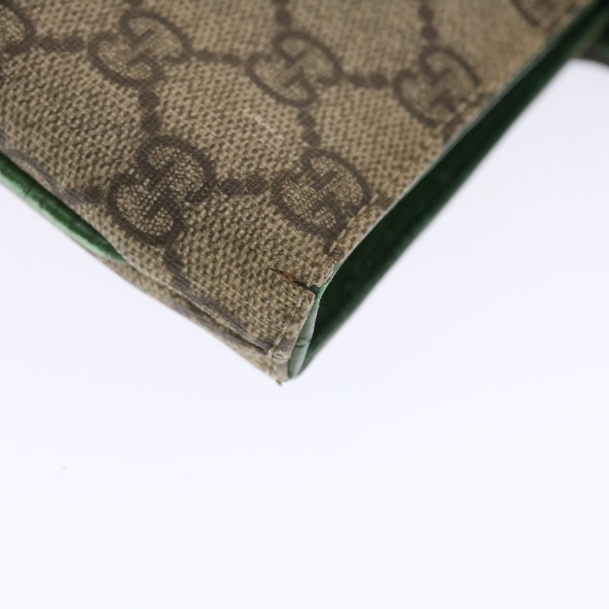 GUCCI GG Canvas Tote Bag PVC Leather Beige Green 50413