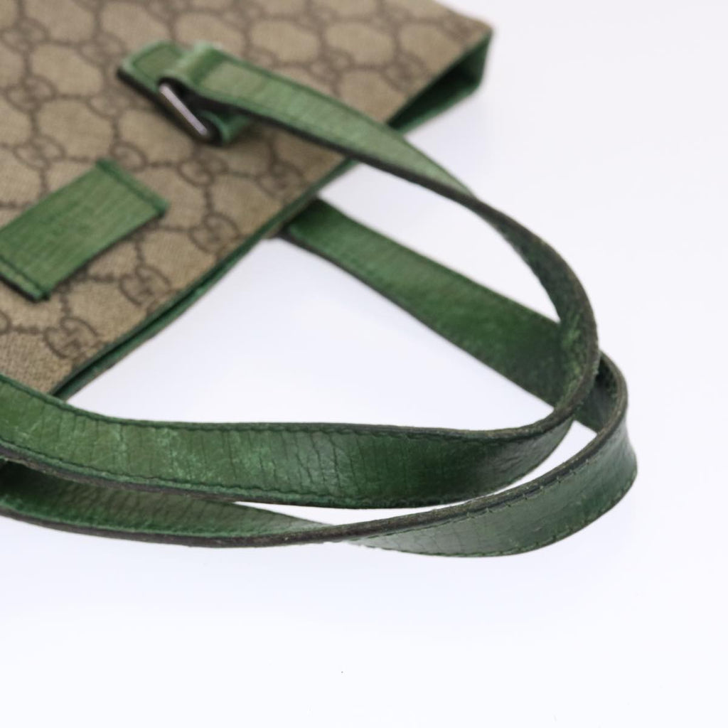 GUCCI GG Canvas Tote Bag PVC Leather Beige Green 50413