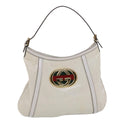GUCCI Web Sherry Line Interlocking Shoulder Bag Coated Canvas White 50415