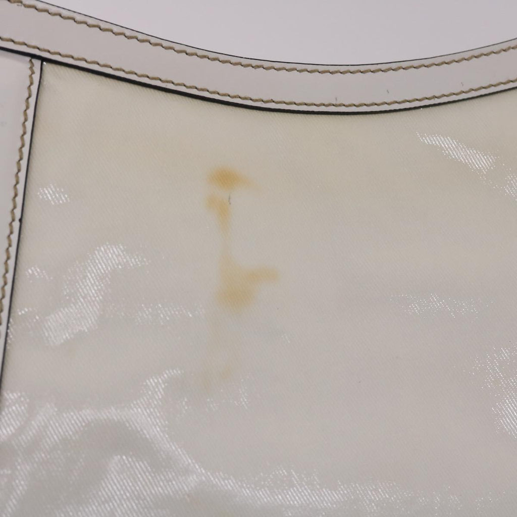 GUCCI Web Sherry Line Interlocking Shoulder Bag Coated Canvas White 50415