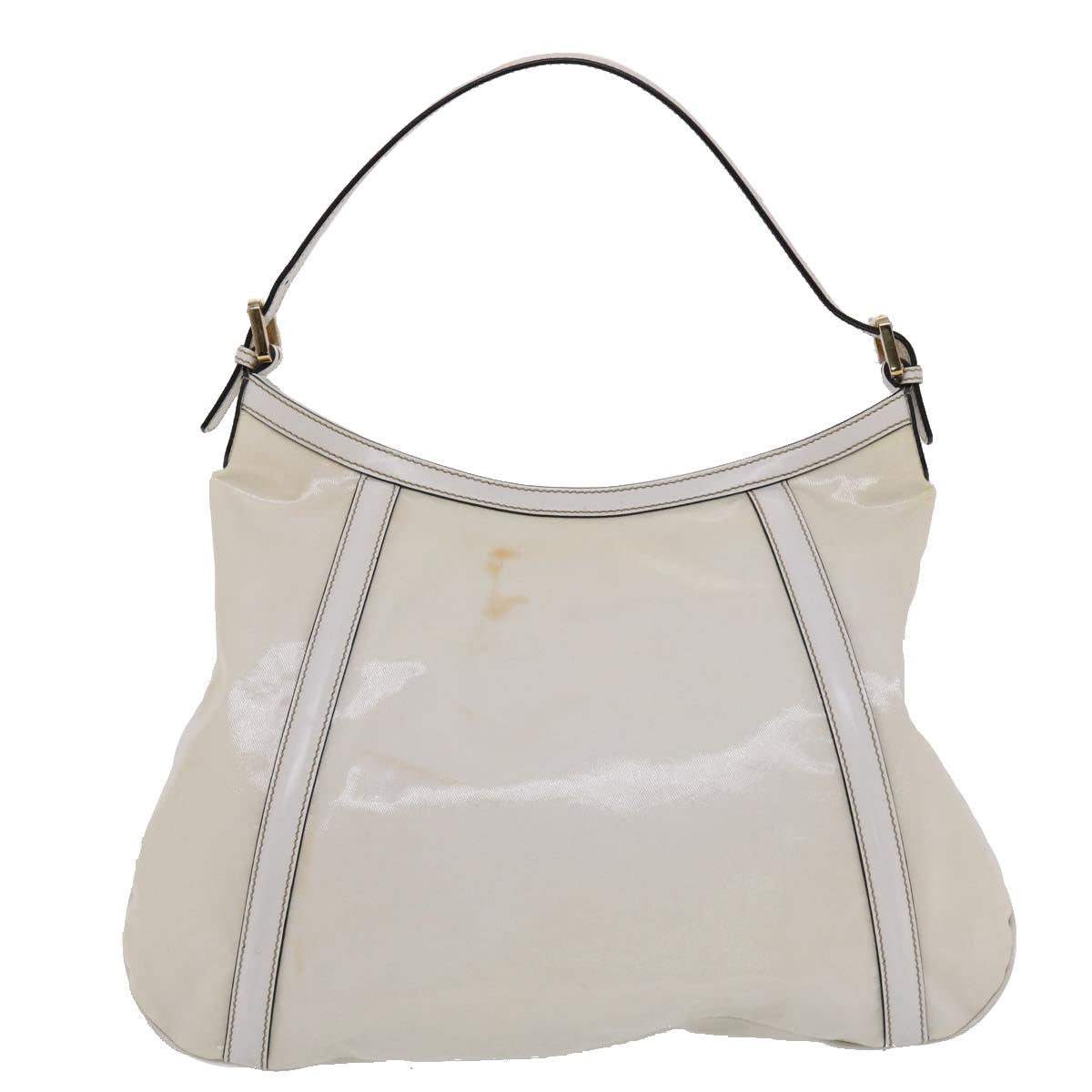 GUCCI Web Sherry Line Interlocking Shoulder Bag Coated Canvas White 50415
