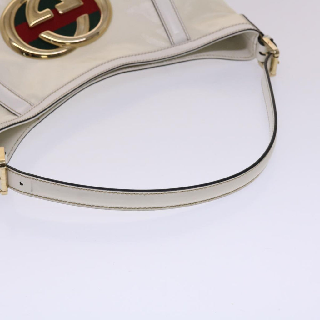 GUCCI Web Sherry Line Interlocking Shoulder Bag Coated Canvas White 50415