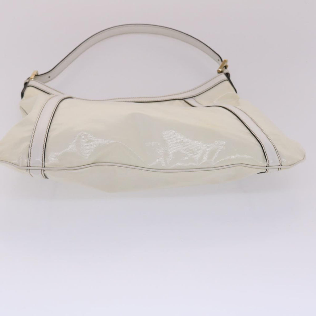 GUCCI Web Sherry Line Interlocking Shoulder Bag Coated Canvas White 50415