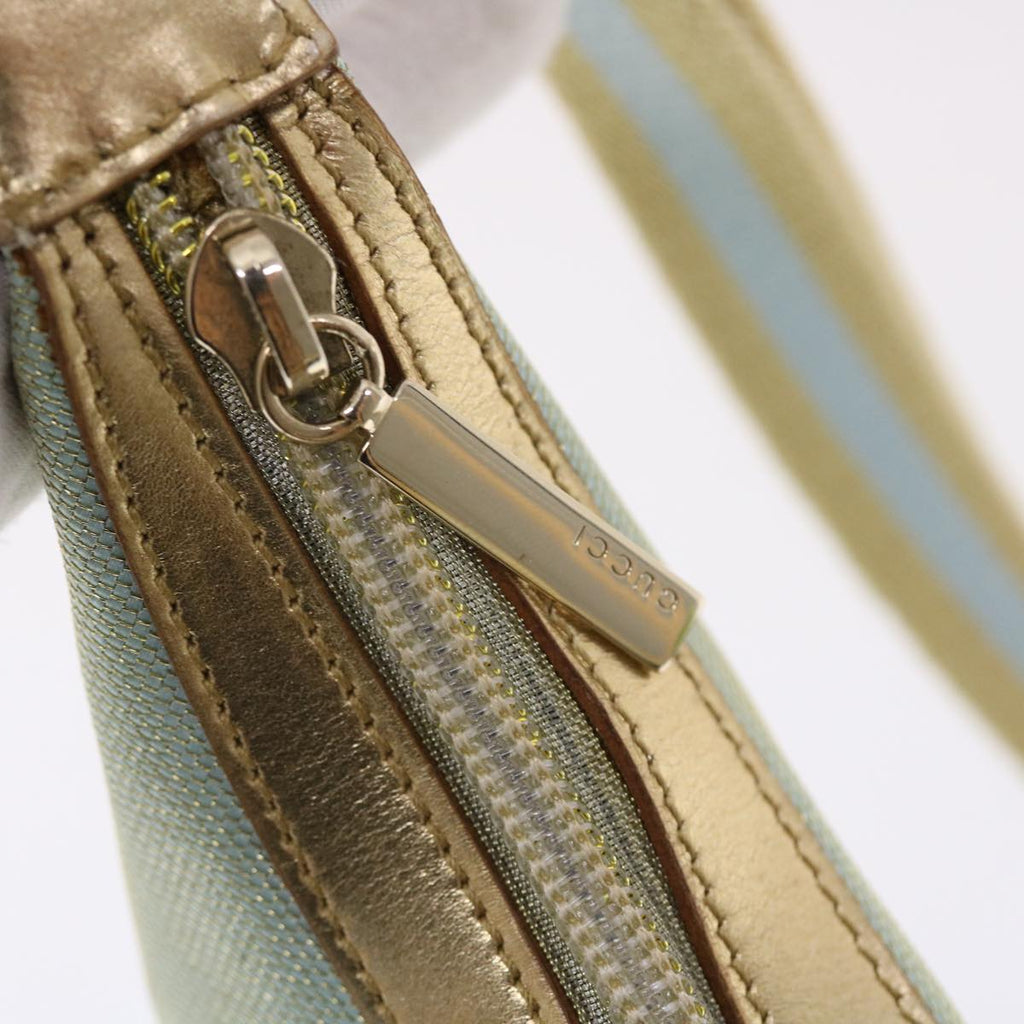 GUCCI Sherry Line Shoulder Bag Light Blue Gold 50417